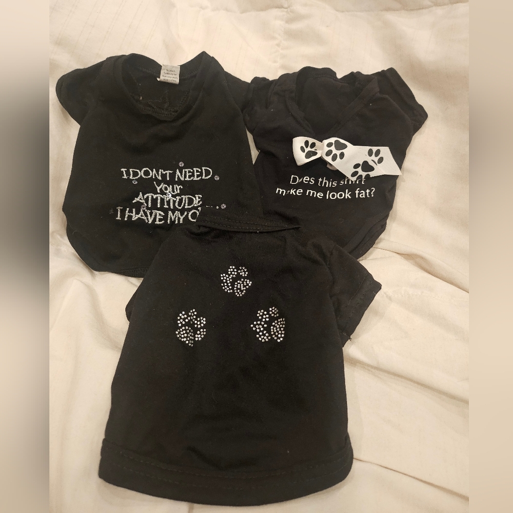 3 Black Dog Shirts For Small Dog